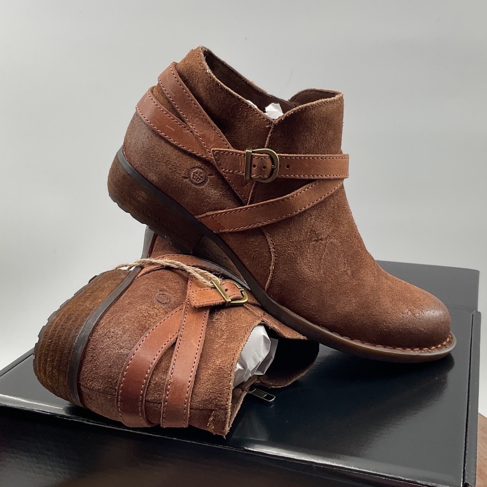 Born Kerri Womens Brown Suede Leather Ankle Booties BR0061880 Size 7.5M
